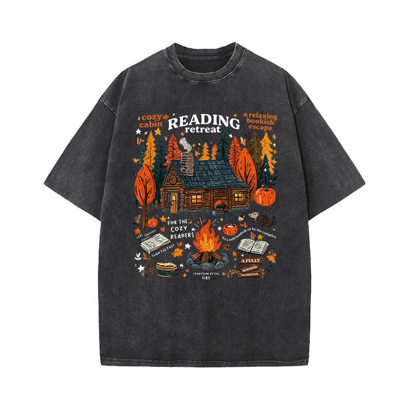 Cozy Cabin Reading Retreat Washed T-Shirt