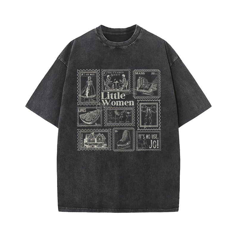 Little Women Literary Stamp Collection Washed T-Shirt