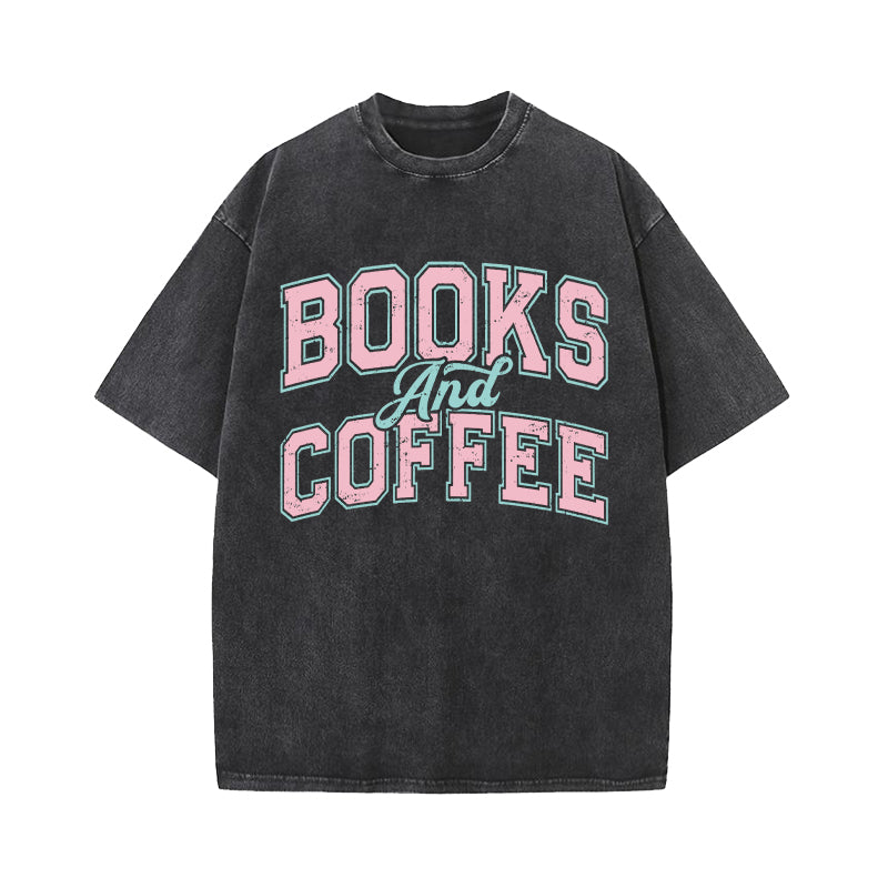 Books And Coffee Bookish Washed T-Shirt