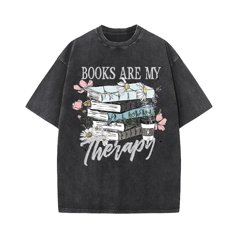 Book Are My Therapy Washed T-Shirt