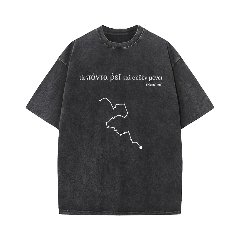 Panta Rhei Greek Phrase Everything Flows Heraclitus Washed T-Shirt