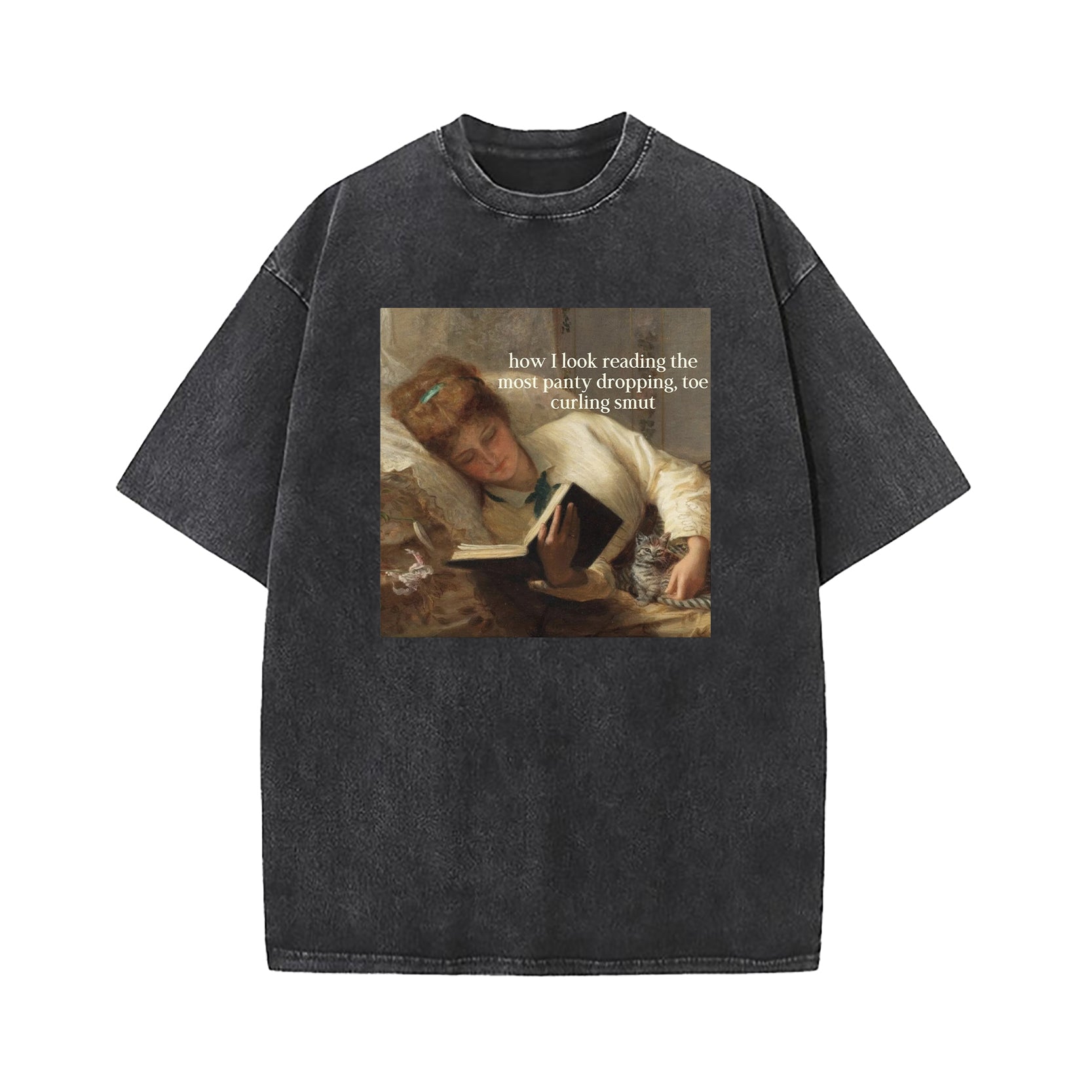 Renaissance Painting Reading Straight-Faced Meme Washed T-Shirt