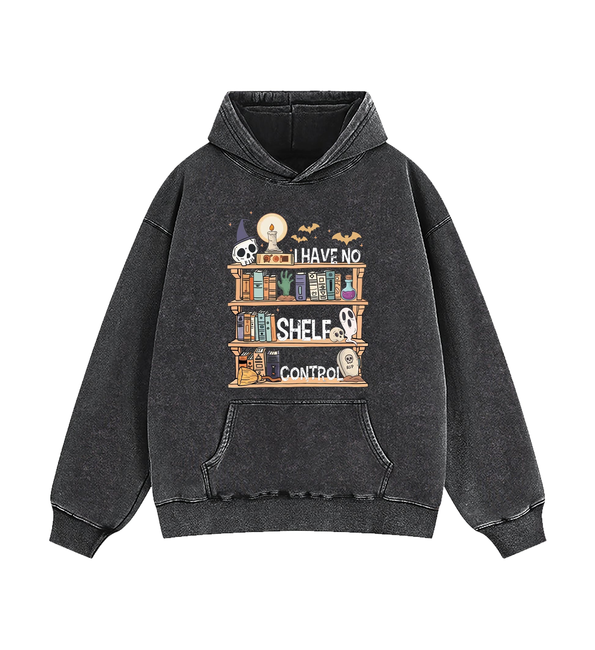 I Have No Shelf Control Book Lover Halloween Edition Washed Hoodie