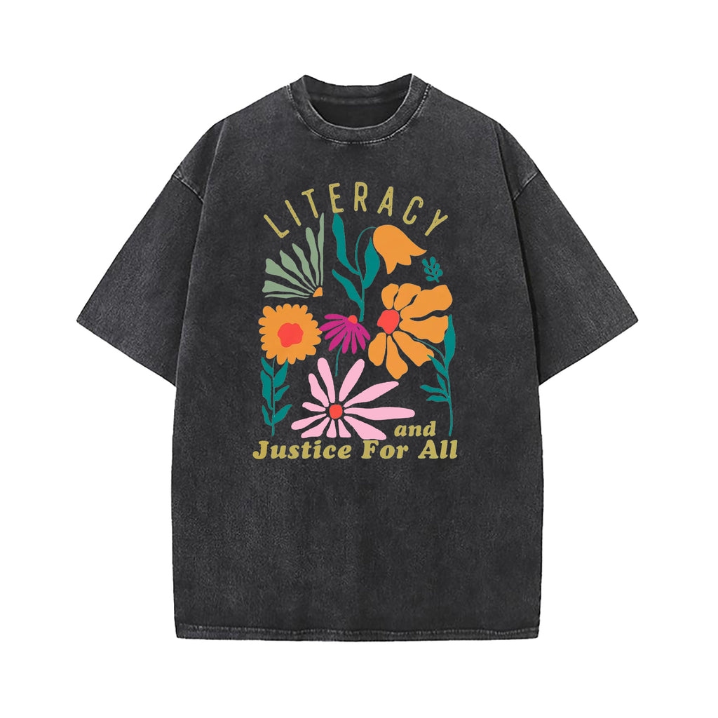 Literacy and Justice for All Washed T-Shirt