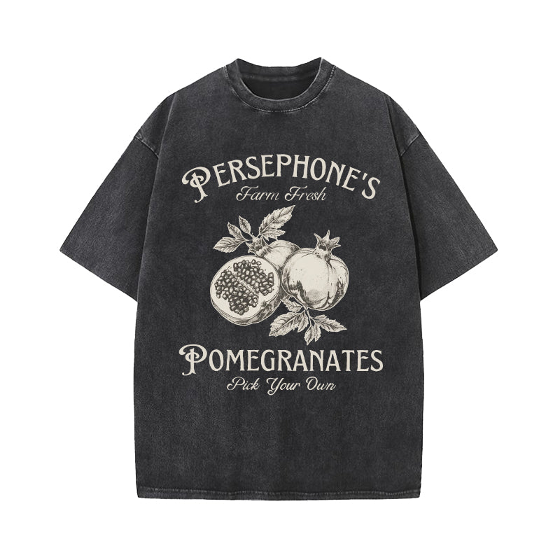 Persephone's Pomegranates Greek Mythology Washed T-Shirt