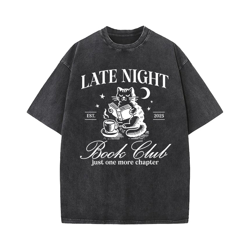 Late Night Book Club Washed T-Shirt