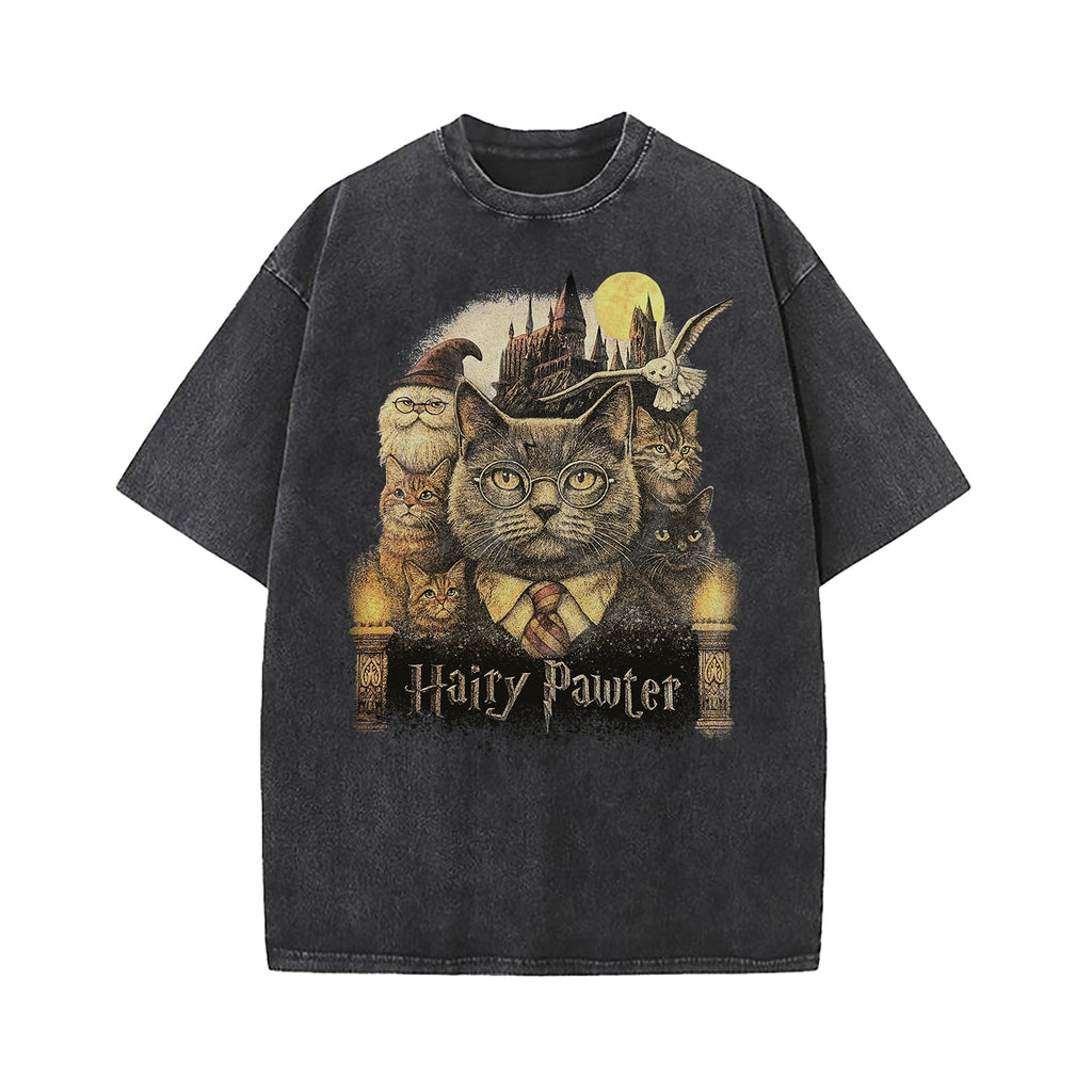 Hairy Pawter Wizard Fantasy Washed T-Shirt