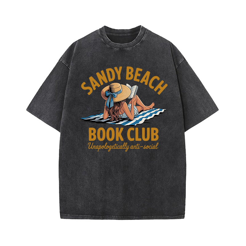 Sandy Beach Book Club Washed T-Shirt