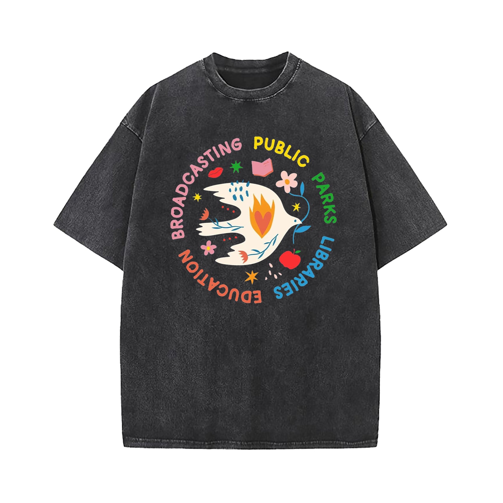 NPR PBS Libraries Public Goods Dove Washed T-Shirt