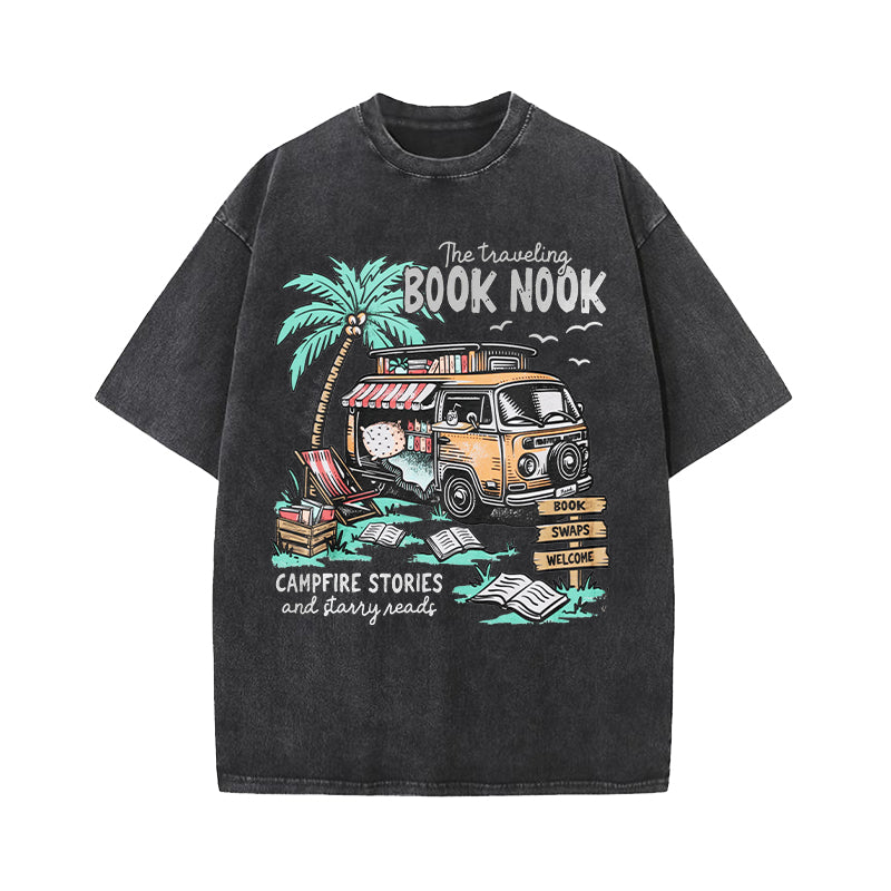 Traveling Book Nook Vintage Washed T-Shirt