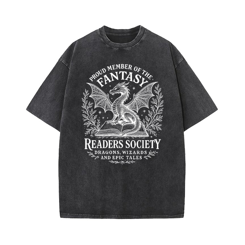 Fantasy Readers Society Dragon Washed T-Shirt