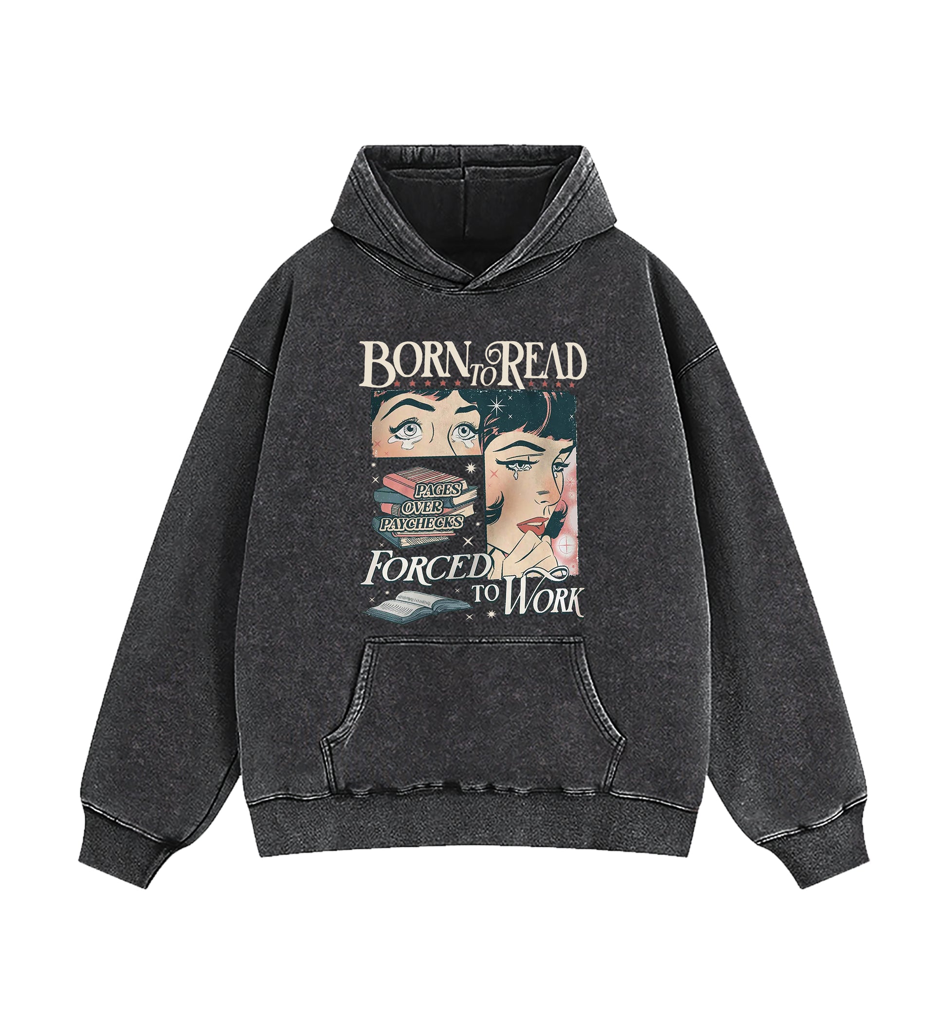 Born To Read Bookish Washed Hoodie
