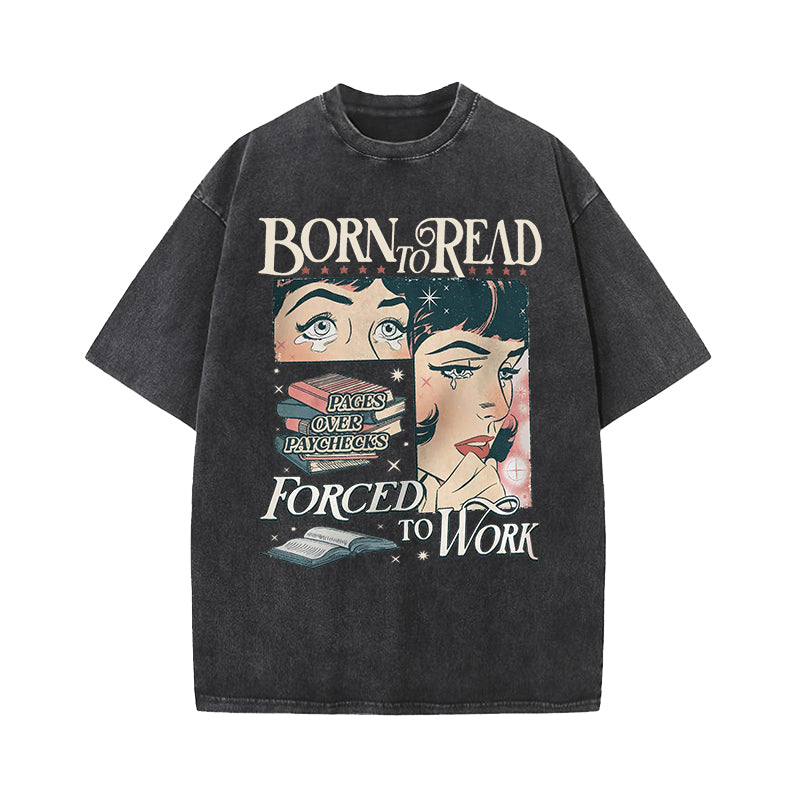 Born To Read Bookish Washed T-Shirt