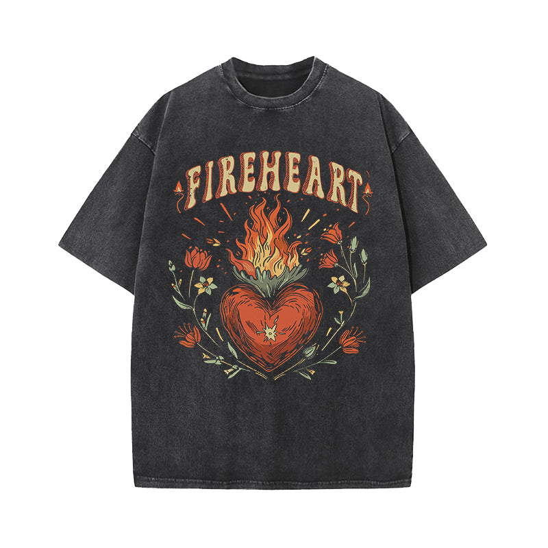 Vintage Fire-heart To Whatever End Washed T-Shirt