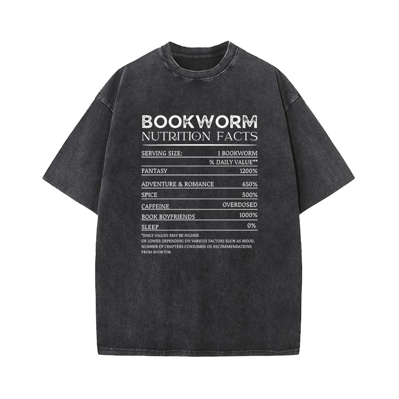 Bookworm Nutrition Facts Washed T-Shirt