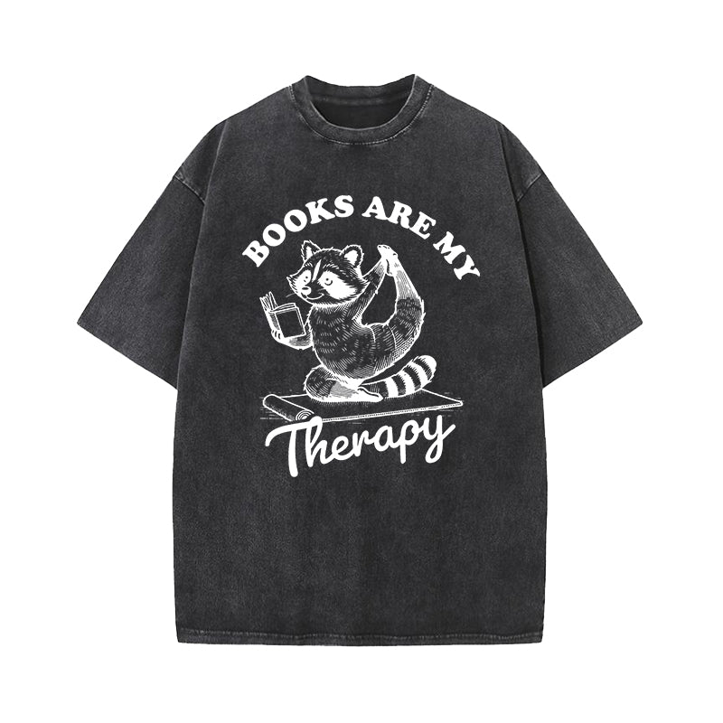 Books Are My Therapy Washed T-Shirt