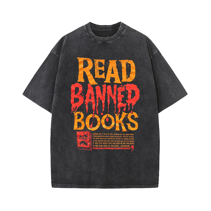 Read Banned Books Necronomicon Washed T-Shirt