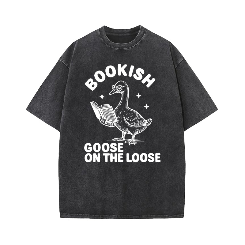 Bookish Goose On The Loose Washed T-Shirt