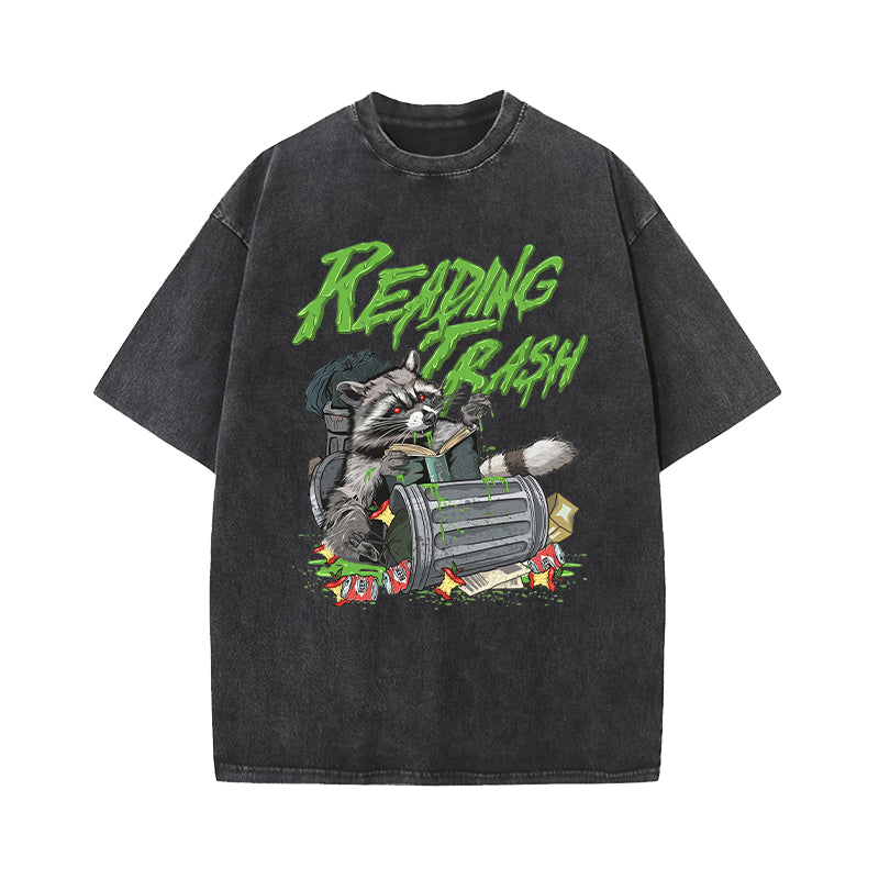 Reading Trash Racoon Washed T-Shirt