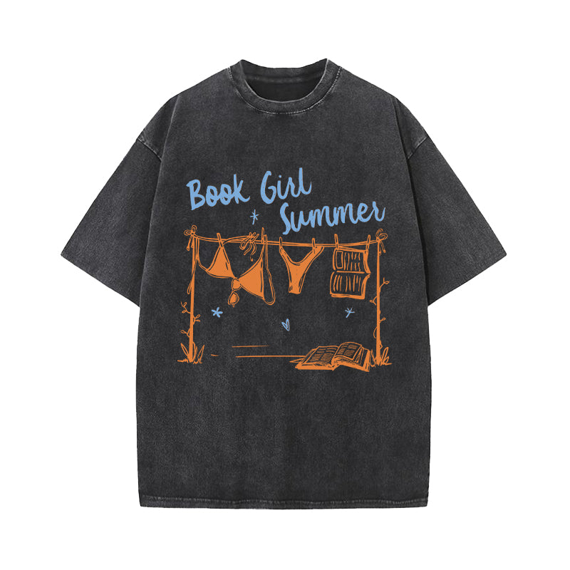 Book Girl Summer Washed T-Shirt