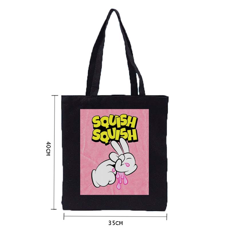 Sad bunny cries pink squish squish aromantic Canvasbag