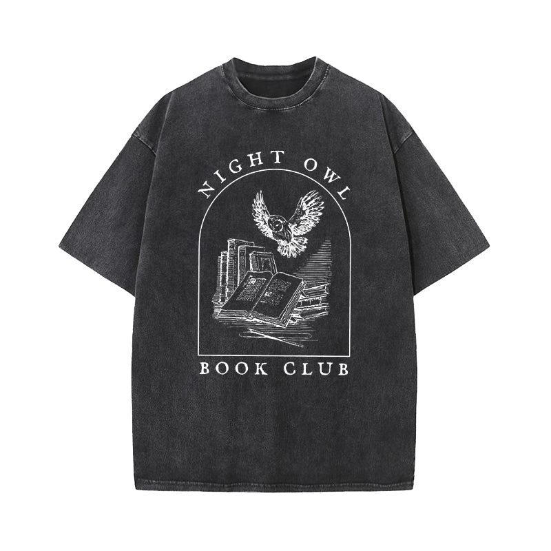 Night Owl Book Club Washed T-Shirt