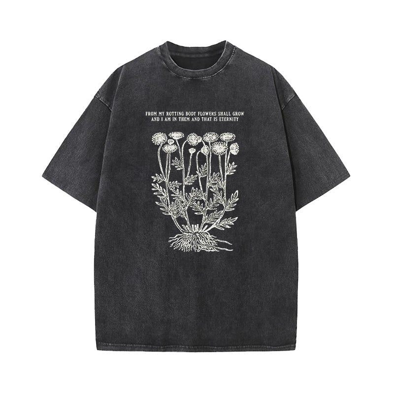 Victorian Flower Poetry Cottagecore Washed T-Shirt