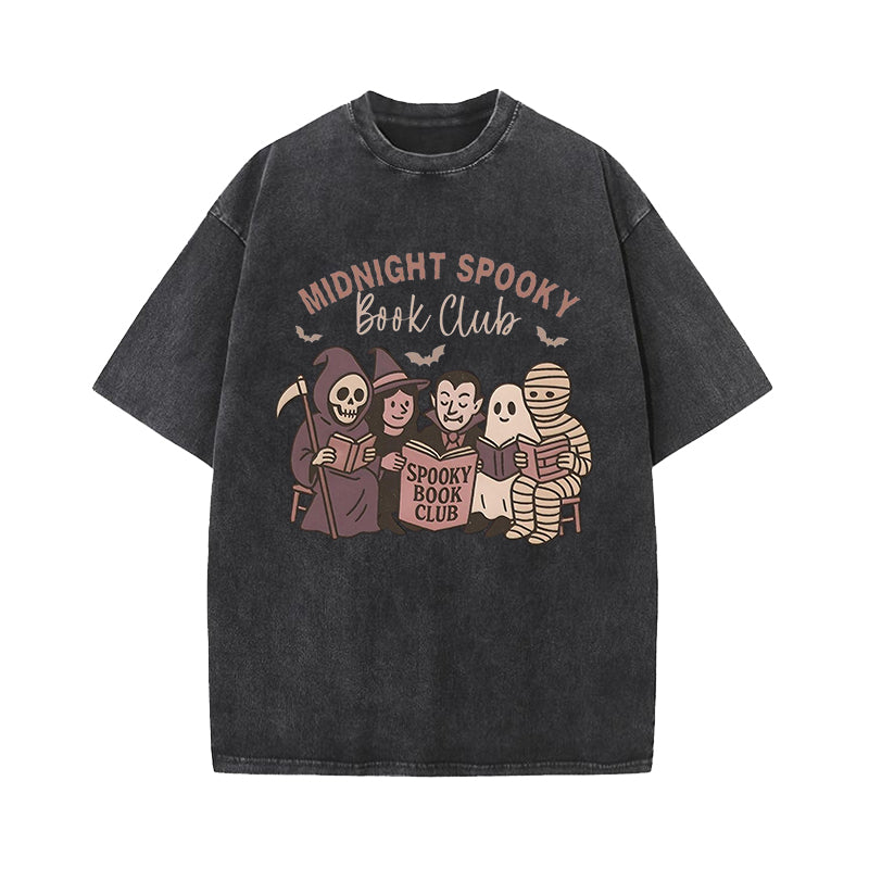 Midnight Spooky Book Club Washed T-Shirt