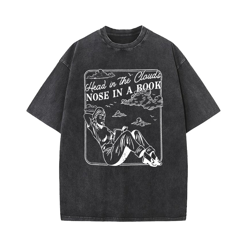 Head In the Clouds Nose In a Book Washed T-Shirt