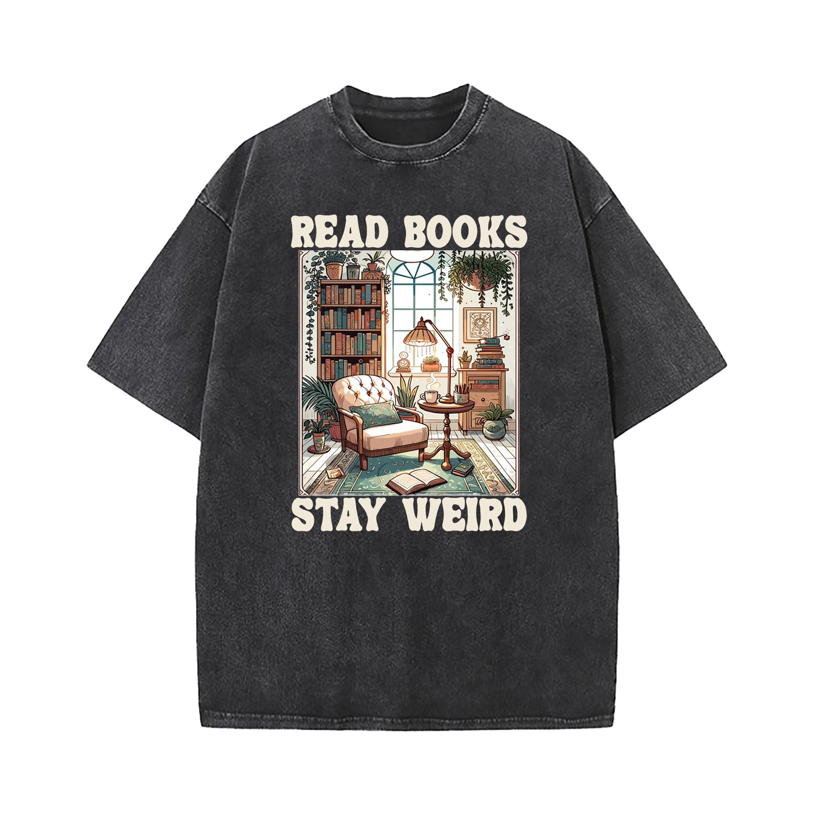 Read Books Stay Weird Book Lover Washed T-Shirt