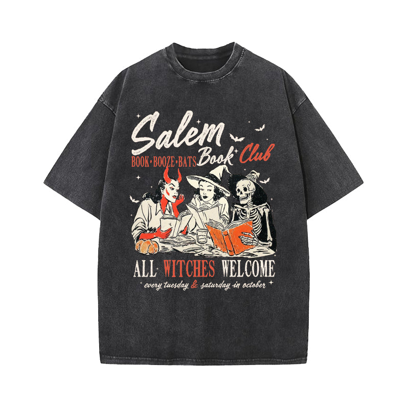 Salem Book Club Halloween Washed T-Shirt