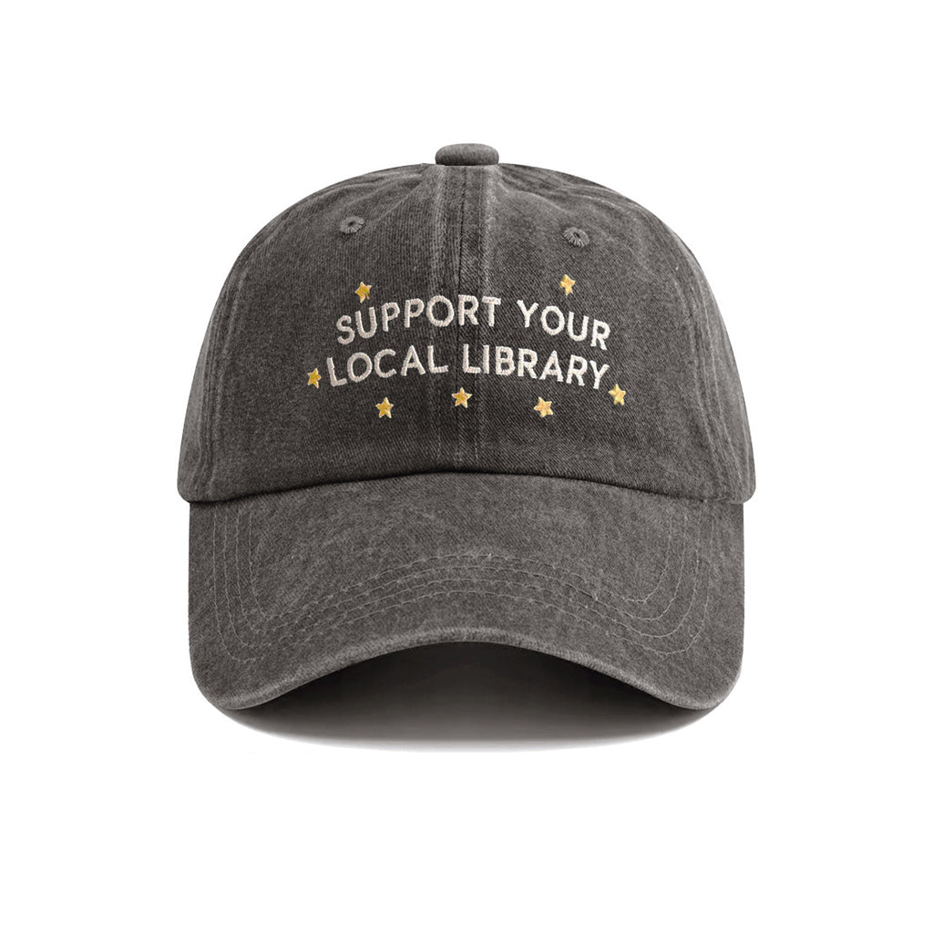 Support Your Local Library Embroidered Washed Cap