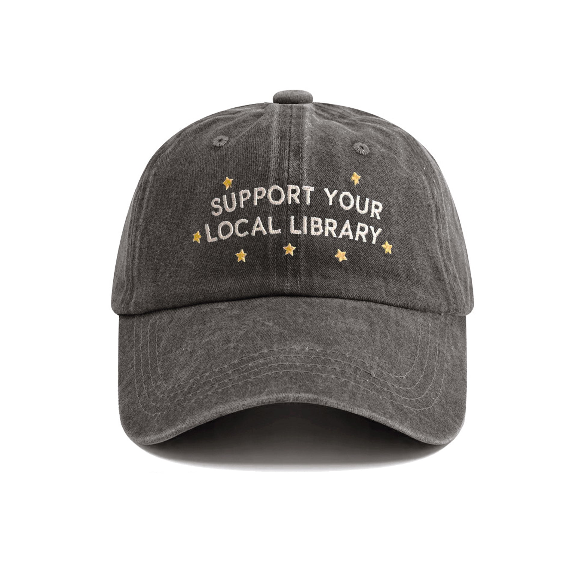 Support Your Local Library Embroidered Washed Cap