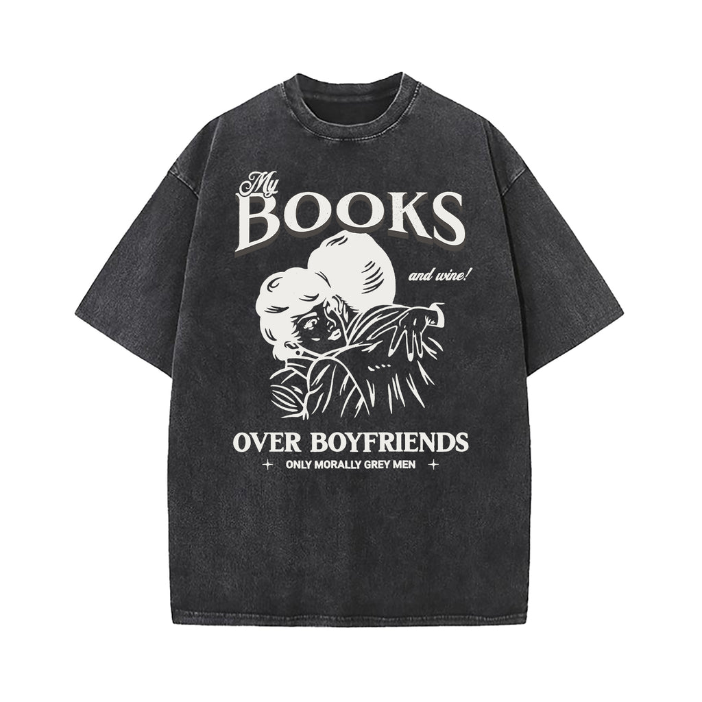 Books Over Boyfriends Washed T-Shirt