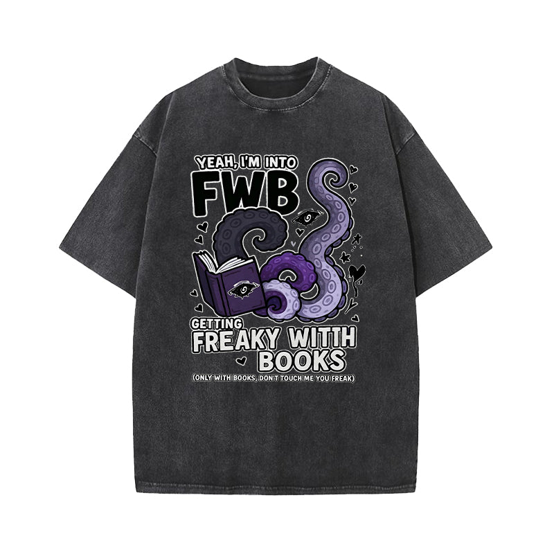 Freaky With Books Washed T-Shirt