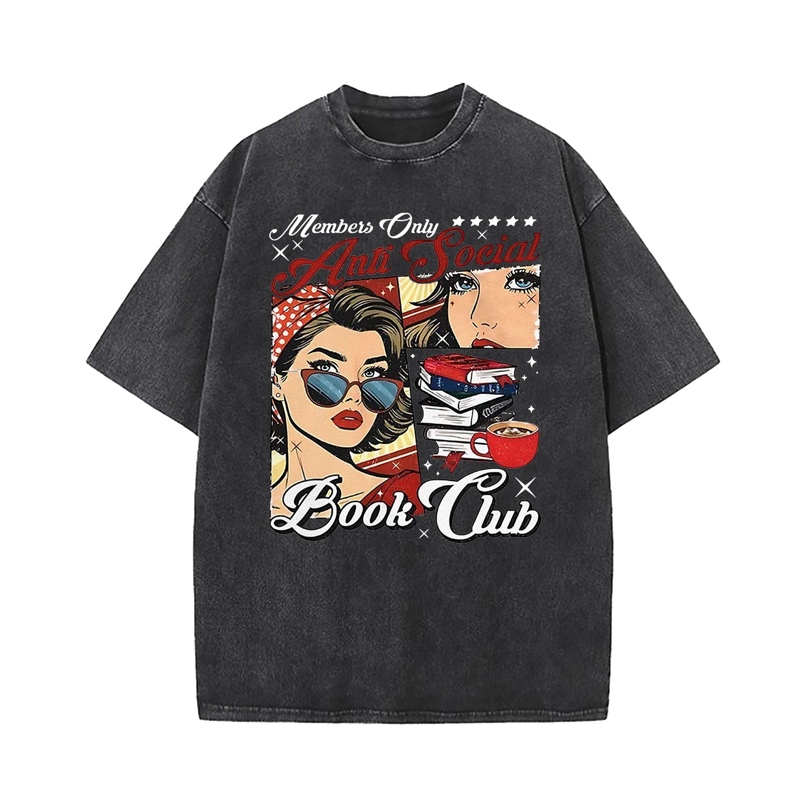Girl Members Only Anti Social Book Club Washed T-Shirt