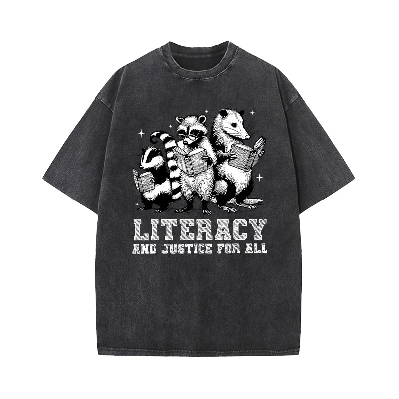 Literacy And Justice For All Washed T-Shirt