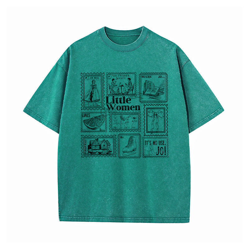 Little Women Literary Stamp Collection Washed T-Shirt