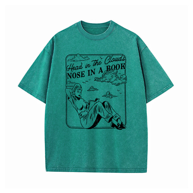 Head In the Clouds Nose In a Book Washed T-Shirt