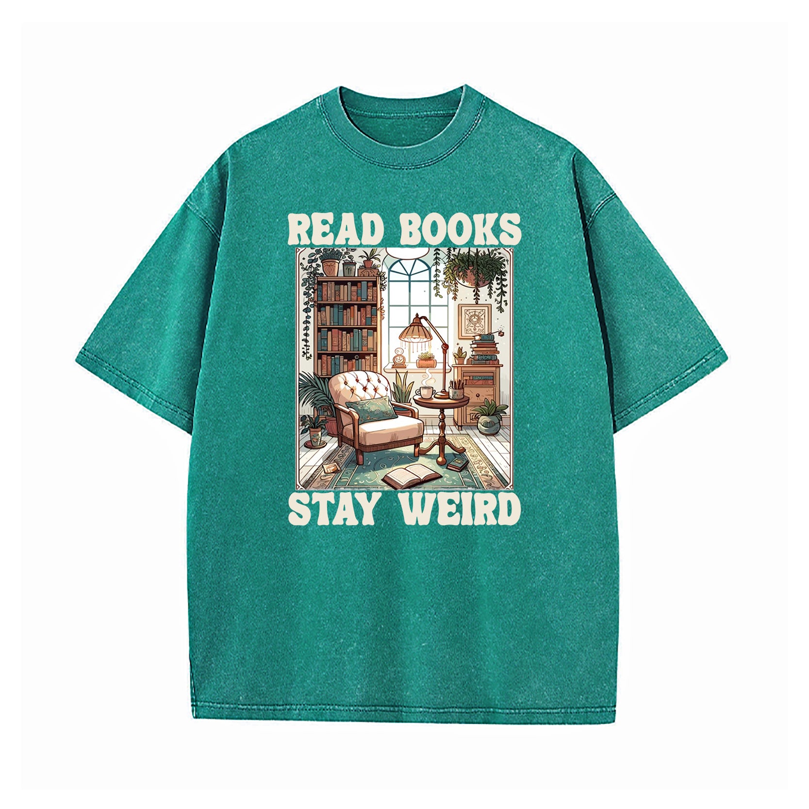 Read Books Stay Weird Book Lover Washed T-Shirt