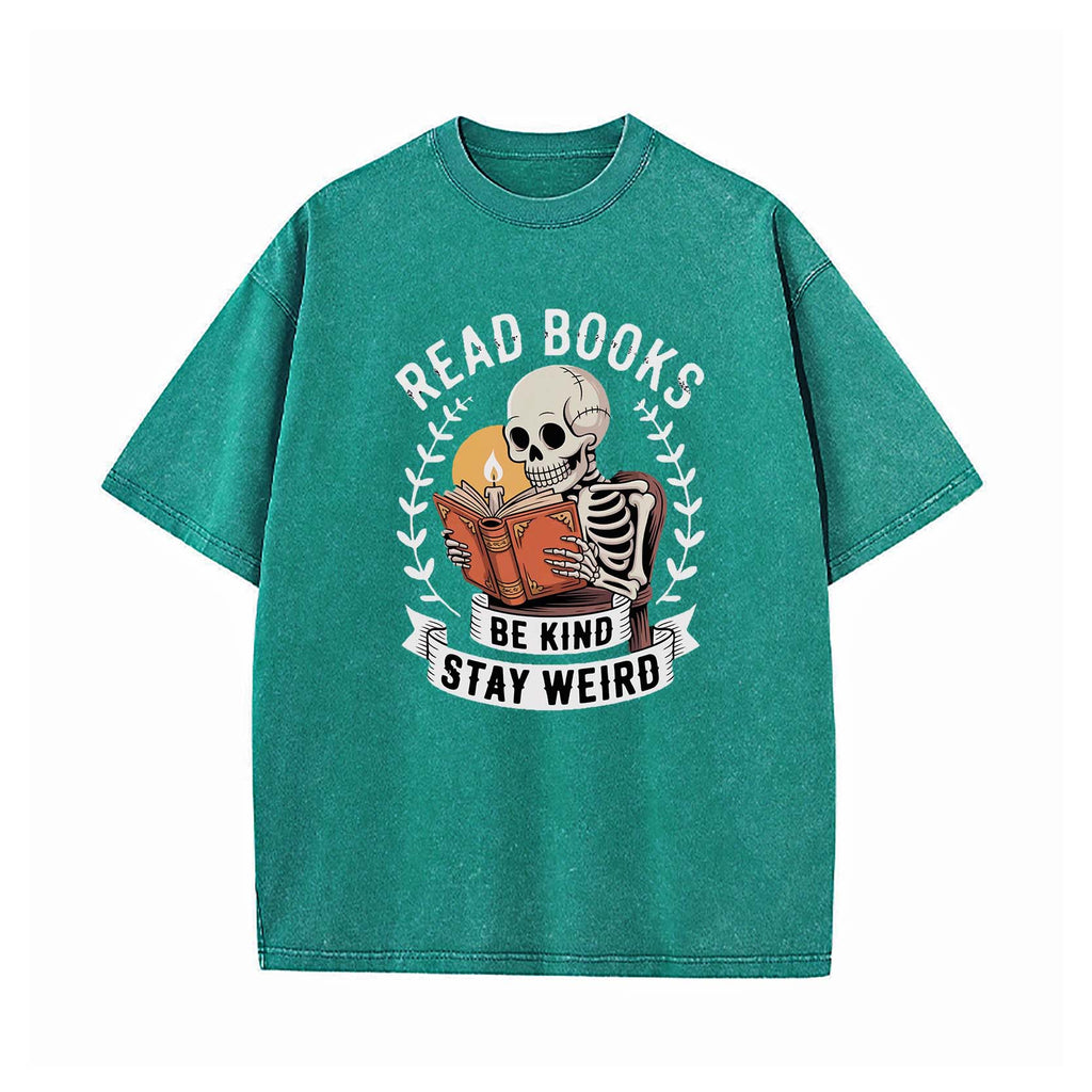 Read Books Stay Weird Book Lover Washed T-Shirt