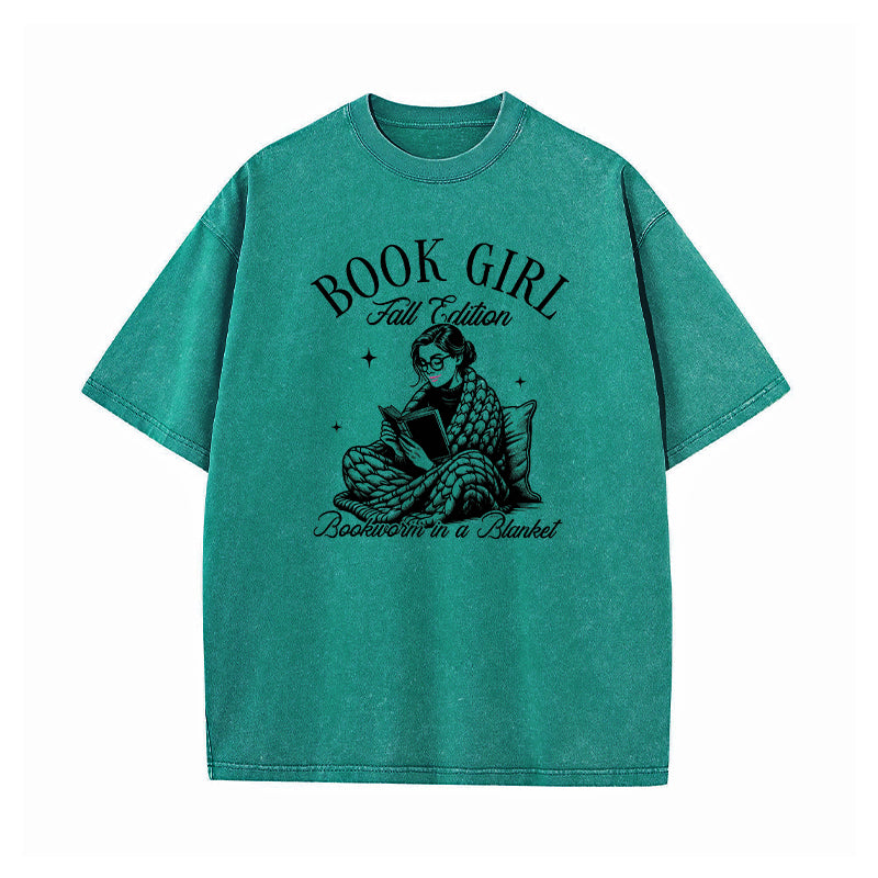 Book Girl Fall Edition Washed T-Shirt