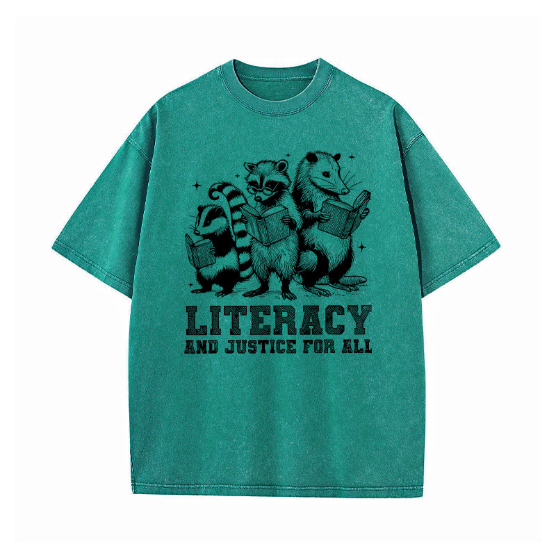 Literacy And Justice For All Washed T-Shirt