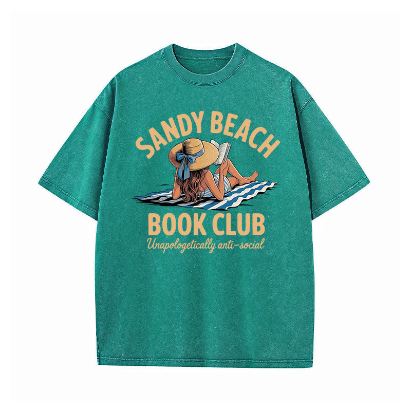 Sandy Beach Book Club Washed T-Shirt