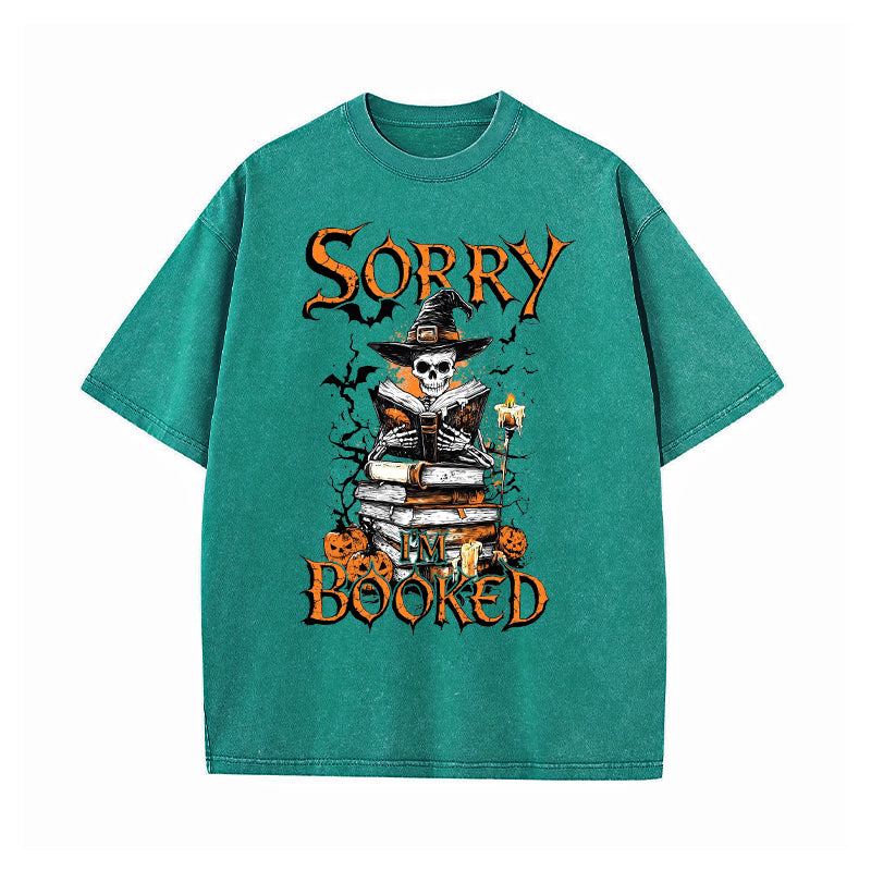 Halloween I'm Booked Washed T-Shirt