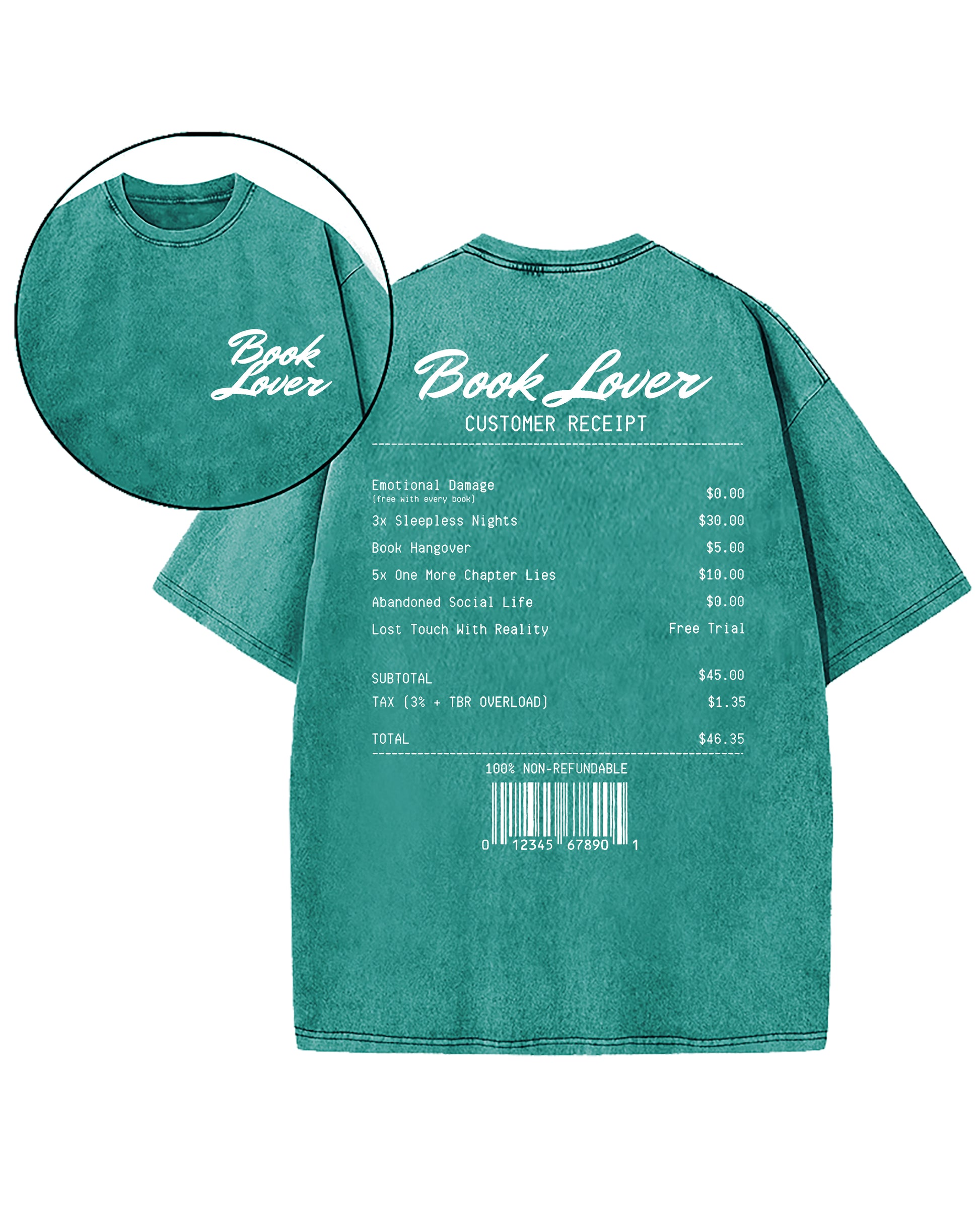 Book Lover Customer Receipt Washed T-Shirt