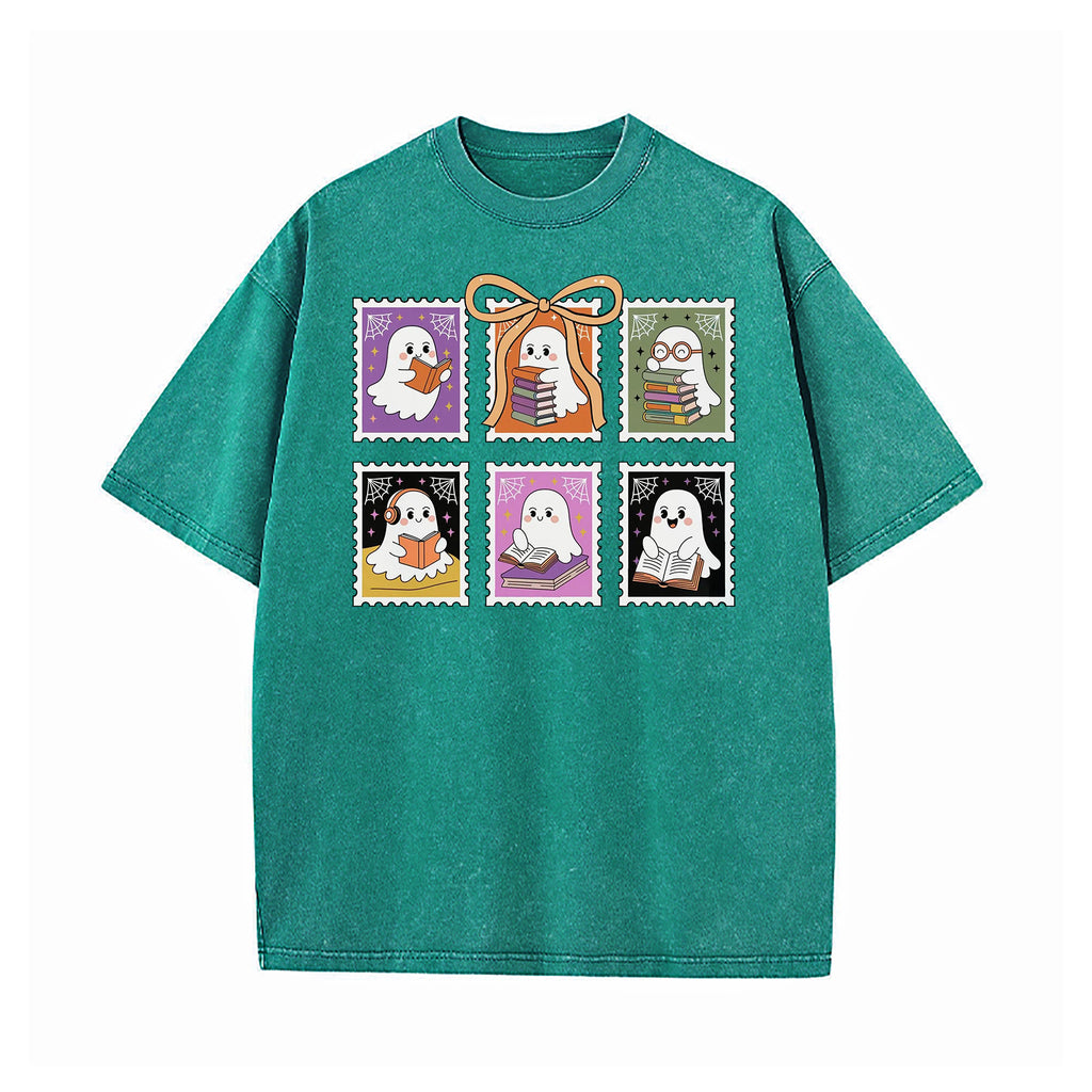 Reading Ghost Halloween Washed T-Shirt