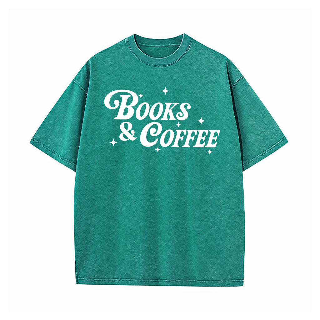 Books And Coffee Washed T-Shirt