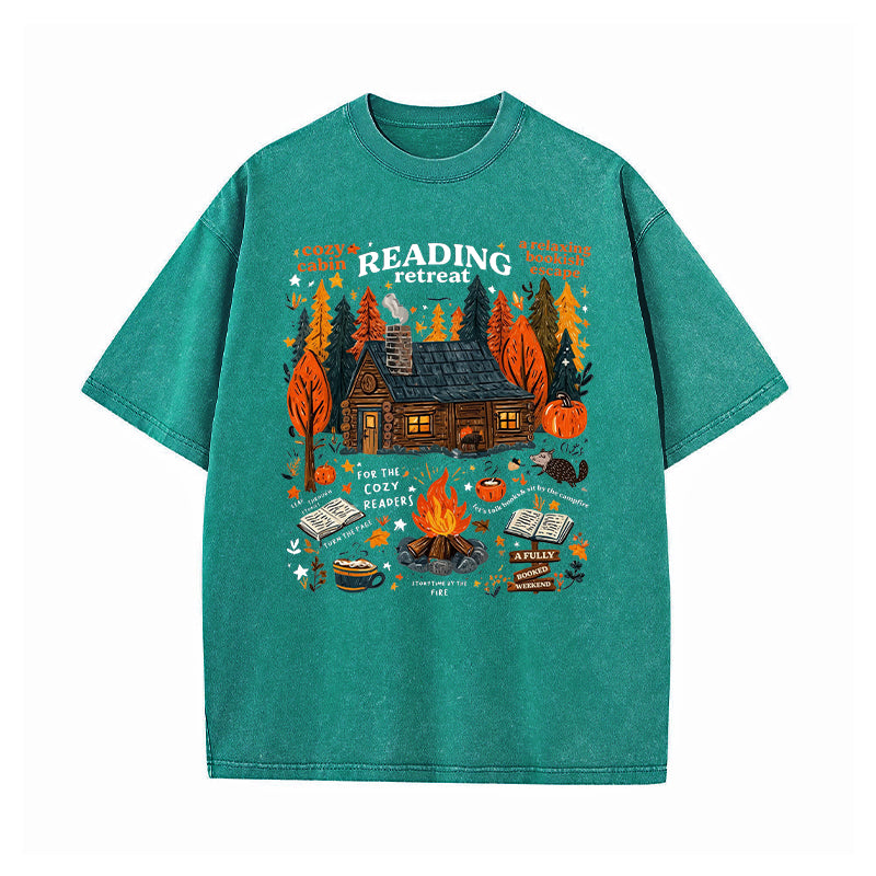 Cozy Cabin Reading Retreat Washed T-Shirt