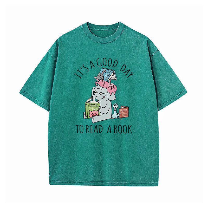 Its A Good Day To Read Piggie Elephant Washed T-Shirt